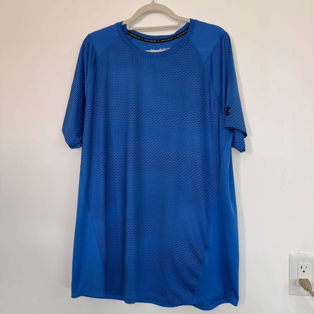 Under Armour Mens 2XL Heatgear Tee Shirt Short Sleeves Blue Athletic Performance